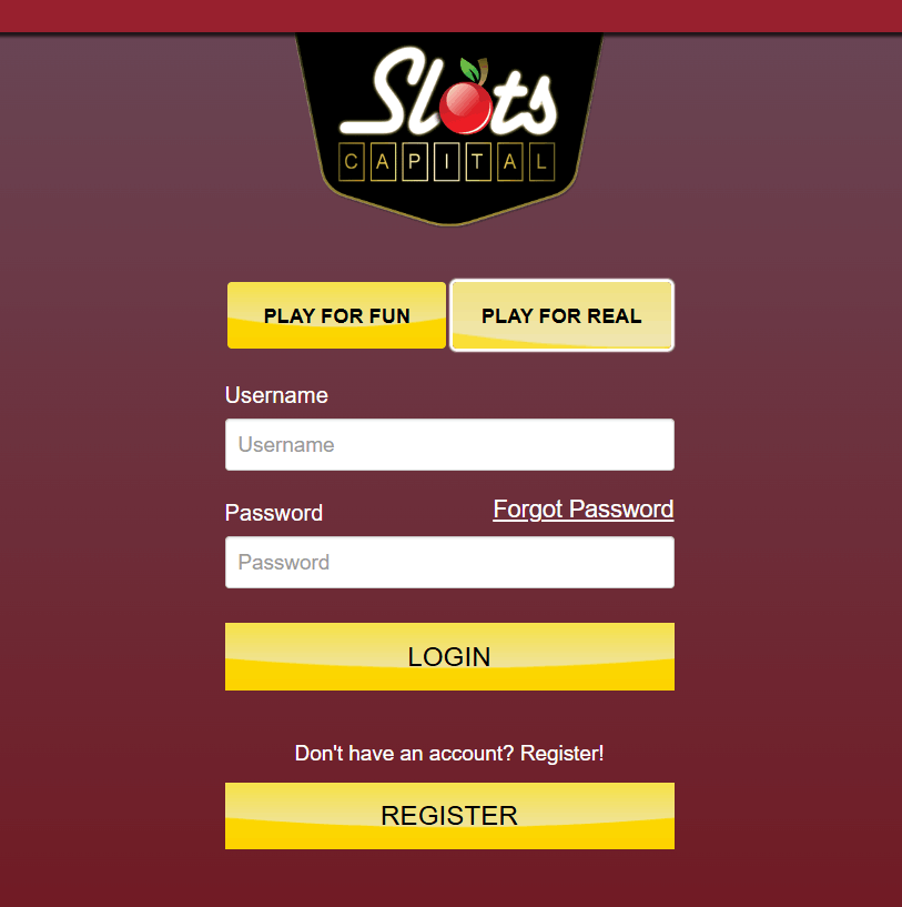 Slots Capital Online Casino login page